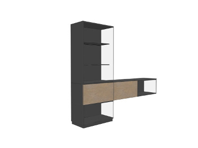 Designer display cabinet with the new Sensys adhesive hinges