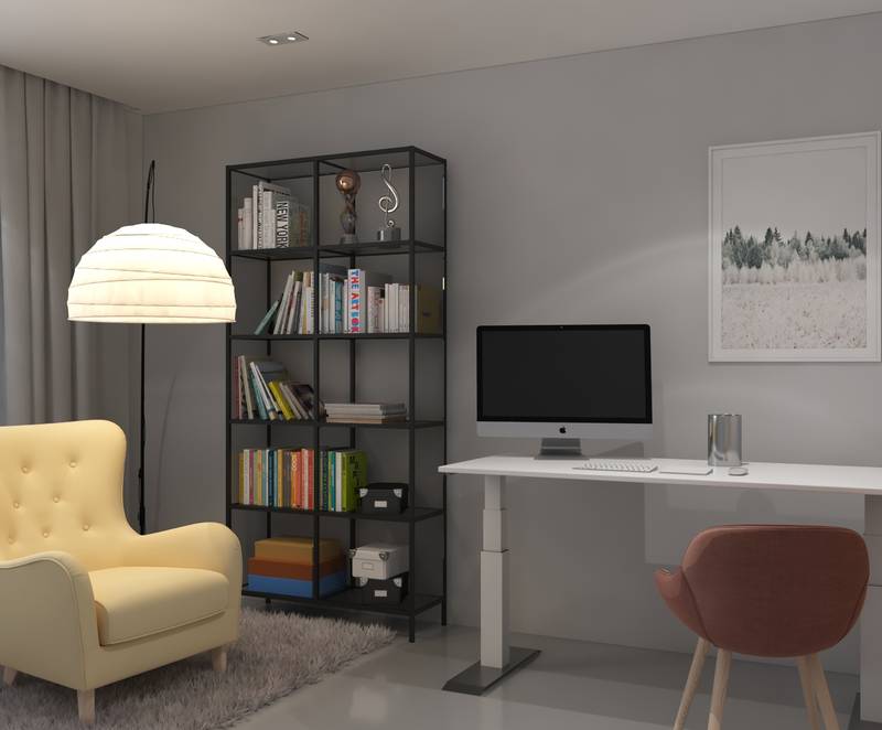 Tired of sitting? A power assisted height adjustable desk makes working at home much more comfortable. Photo: Hettich